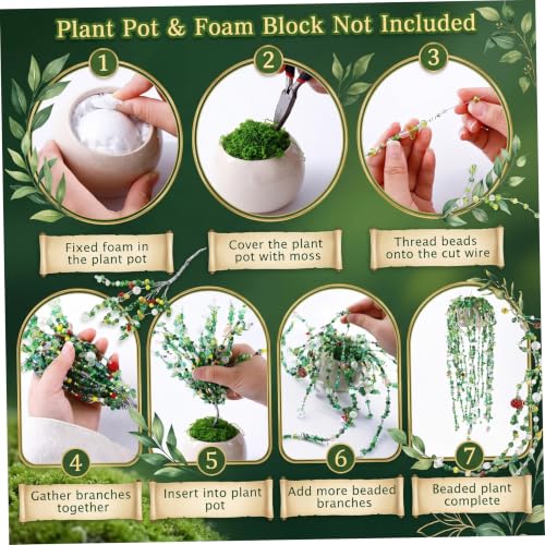 Kit de plantas con cuentas verdes de 2100 piezas para macetas medianas 5