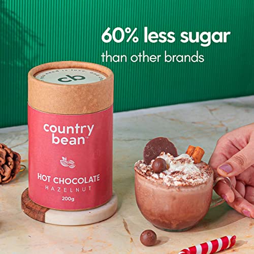 Image of Country Bean Hazelnut Hot Chocolate, 60% less sugar, Enjoy hot or cold, Winter beverage | Winter special launch