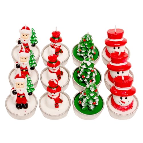 Weihnachtsteelichter 27 PLLYPE Mini Weihnachtskerzen Teelichter, 12 Stück Weihnachten...