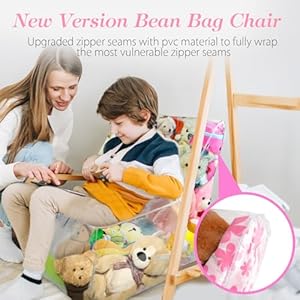 Stuffed Animal Storage Clear Bean Bag Chairs for Kids, Transparent Chair Covers to Organize and Store Animal Plush Toys, PVC Beanbag Cover Stuffed Animal Toy Stuffed Animal Storage Clear Bean Bag Chairs for Kids Transparent Chair Covers to Organize and Store Animal Plush Toys PVC Beanbag Cover Stuffed Animal Toy