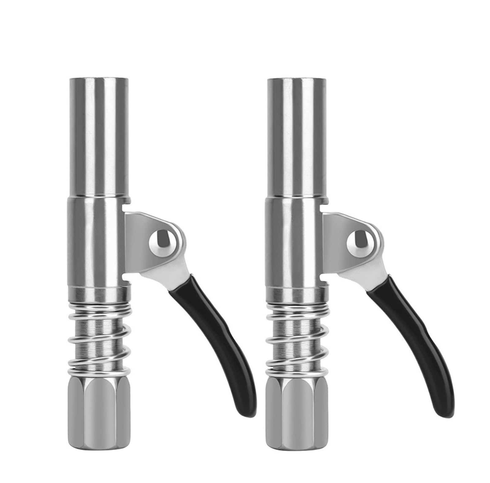 LYMFE Grease Gun,Heavy-Duty Handle Grease Gun Grease Gun Coupler 10000 PSI NPTI/8 High Pressure Grease Nozzle Oil Pump Accessories (Color : Sliver-2pcs)