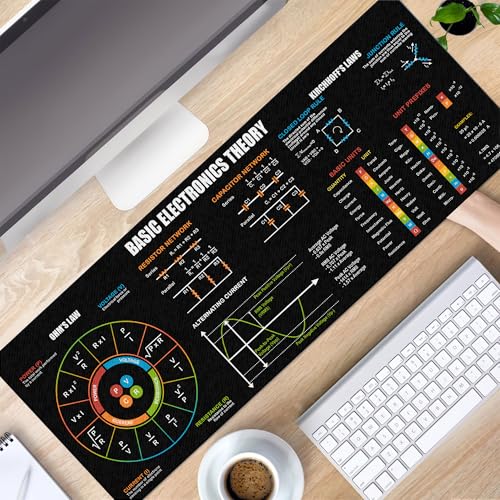 Image of Basic Electronic Theory Mouse Pad, Perfect for Students, Engineers & Technicians with Circuit Design & Electrical Reference, Essential Computer Accessories for Study, Work, and Reference Purposes NNA