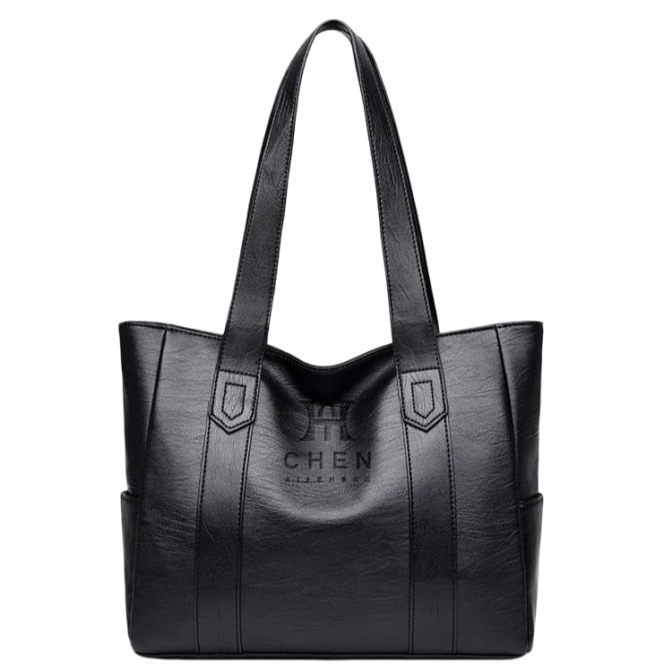 Bolsa Feminina Grande Tipo Tote | Bolsa de Ombro e Mão para Faculdade, Trabalho e Dia a Dia | Estilo Casual Elegante (Preto)