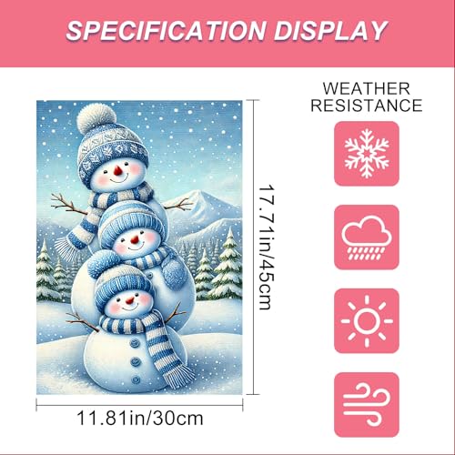 Image of BlissYard Garden Flag Blue Snowmen Winter 12x18 Inch Polyester