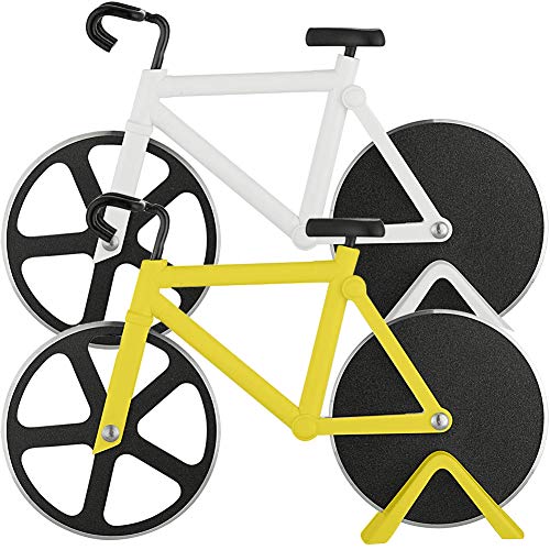 BESTZY 2pcs Fahrrad Pizzaschneider,Edelstahl Pizza Schneider,Pizza Cutter aus Antihaftbeschichtetem Edelstahl Geeignet für Party usw Cover