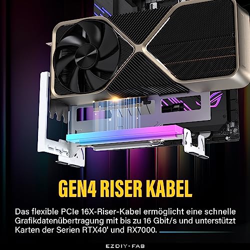 EZDIY-FAB Soporte PCIe 4.0 GPU con módulo LED ARGB, ajuste multiángulo, cable elevador blanco compatible con RTX4090, 4080, 4070ti, color blanco - imagen 4