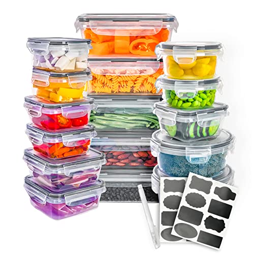 TANNYS KITCHEN Contenedores para Alimentos, Juego de Recipientes Herméticos con Tapas, Organización y Almacenamiento de Cocina, Etiquetas de Pizarrón y...