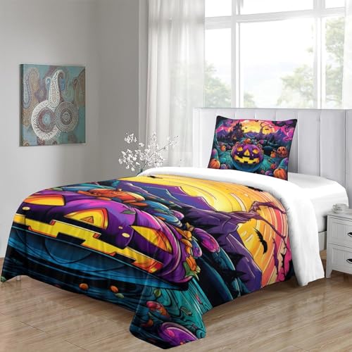 Housse de couette citrouille Halloween pour chambre d'enfant et ado