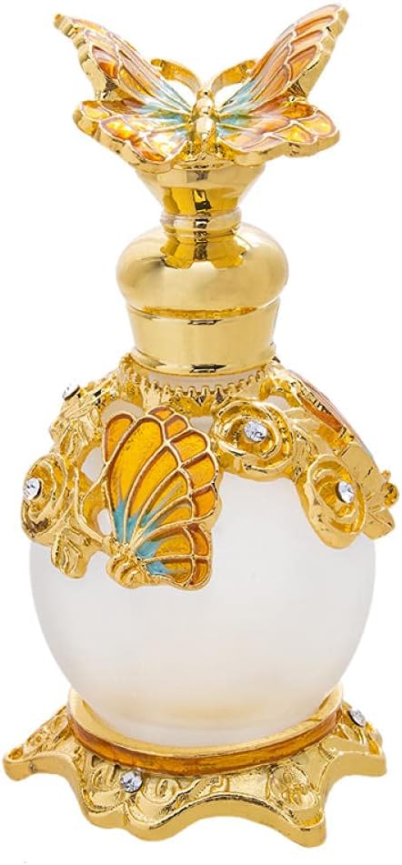 Perfume Bottle Empty Travel Perfume Perfume Dispenser 15 Ml Fancy Retro Lege Parfumfles Ronde Antieke Vlinder Patroon Glas Navulbare Geur Container Decor Dame S Geschenk-Gouden Vlinder