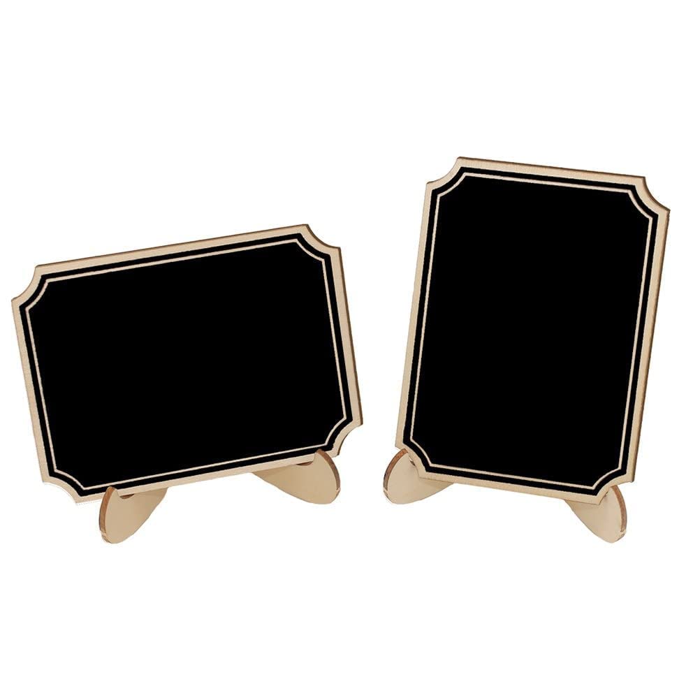 First Try Mini Wood Lace Shape Chalkboards with Support Easels | Wooden Place Card Name | for Message Board Signs Food Labels Wedding Parties Holder Décor | Small Rectangle (Pack of 6)