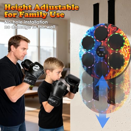 Image of Music Boxing Machine for Kids & Adults - Wall Punching Pad with Lighting, 9-Speed Bluetooth Boxing Game with Gloves, Wall Mounted Exercise Equipment, 2026 Upgrade Boxing Equipment for Kids Age 6+