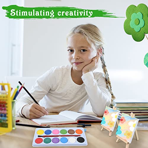 Vaipi 60 Pack Mini Paint Set Party Favors For Goodie Bags With Watercolor Palettes 4 "×4" Canvas Panel Wooden Easels And Nylon Paint Brush Painting Supplies Kit For Art Party Favors(12 Sets) #TOP4