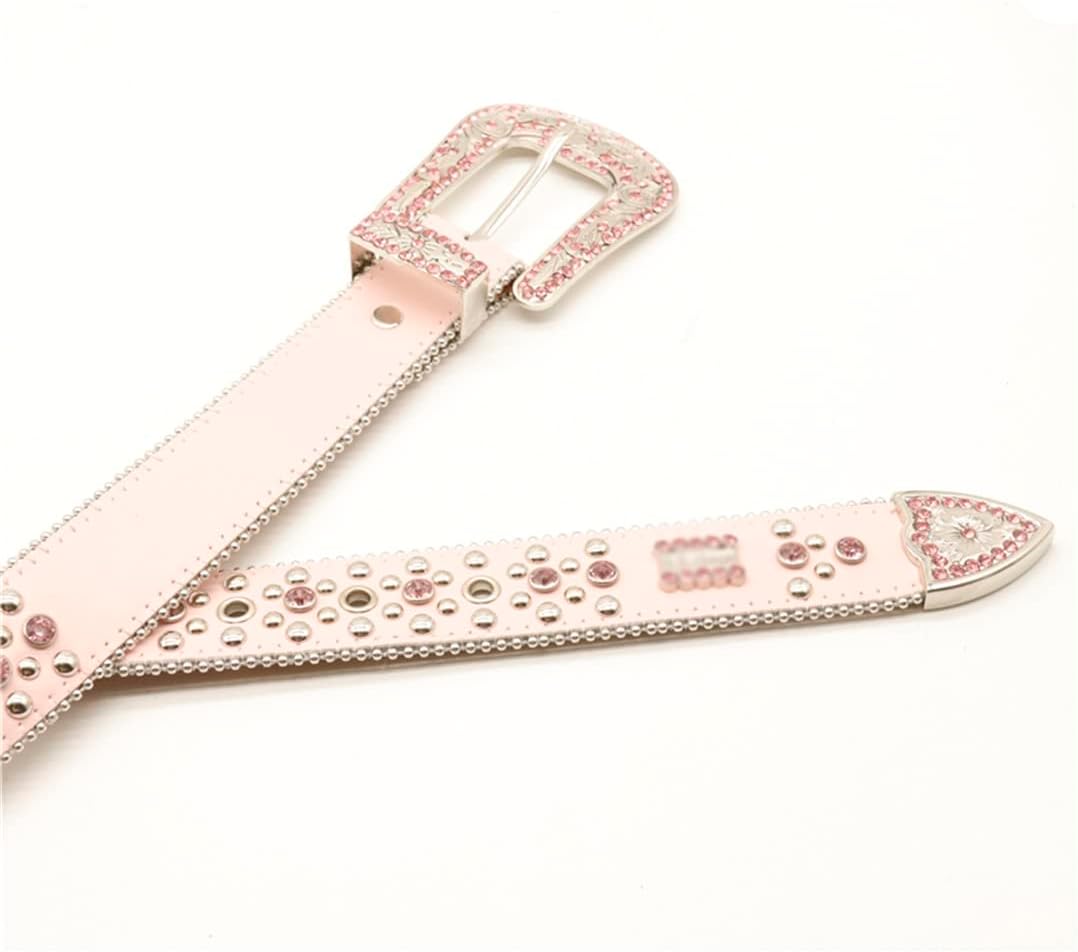 Mkjuuior Punk Western Cowgirl Cowboy Bling Diamonds Belt Studded Belt for Women Men