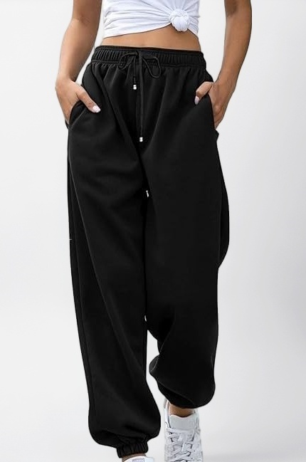 dockstreet Loose Baggy fit Joggers/Loose Yoga Pants/Casual Extra Baggy fit Lower Cotton for women2912vag-BagyFITJogrBlack 32