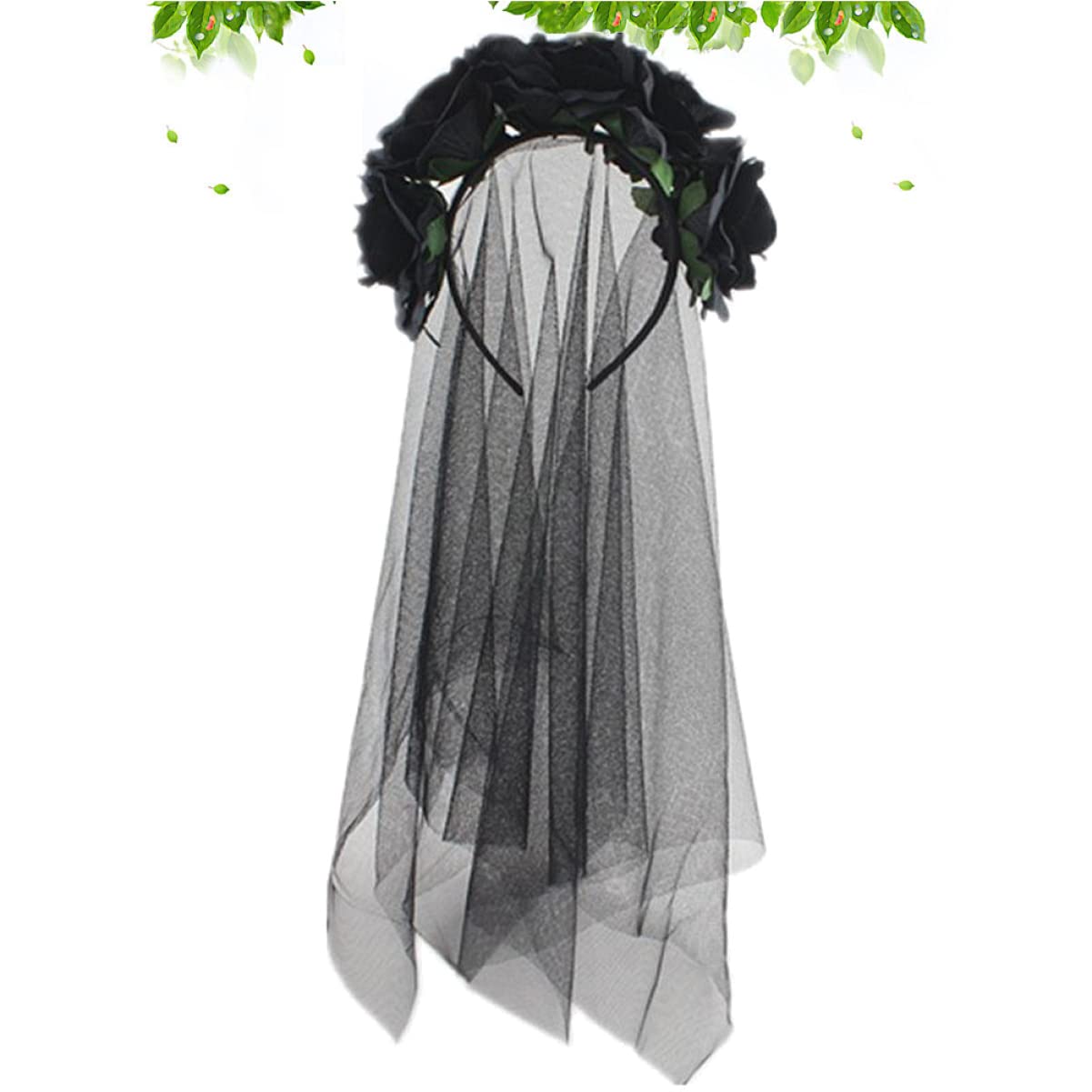 FOMIYES 3 Piezas Diademas De Halloween Para Mujer Velo De Diadema Velo Tocado De Velo Gótico Velo De Decoración Rosa De Halloween Venda Víspera De Todos Perder Flores