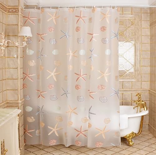Cozyswan Elegant PEVA Bathroom Shower Curtain with Hooks (72 x 78 Inch)