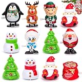 AMOR PRESENT 12PCS Christmas Wind Up Stocking Stuffers, Christmas Wind Up Toys Set Pull Back Cars Jumping Walking Toys for Goodie Bag Fillers Party Favors