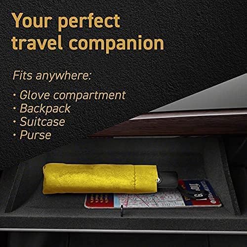 EEZ-Y Compact Travel Umbrella w/Windproof Double Canopy Construction - Auto Open Close Button for One Handed Operation - Sturdy Portable and Lightweight for Easy Carry