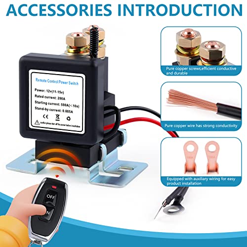 Yangoutool 12V Up To 500A Remote Battery Disconnect Switch With Quick Power Kill Shut-Off Cut Off Anti-Theft Control Energy Saving Isolator For Marine Boat Rv Car Truck Parking Maintenance Storage #TOP2