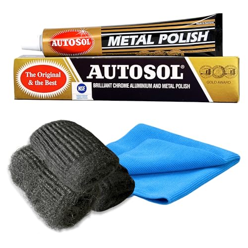 All-Purpose Metal Polish Kit – 3-Grade Steel Wool (0000, 00, 1) & Microfibre Cloth – Chrome, Stainless Steel, Brass, Copper & Silver Cleaner for Car, Bike, Boat & Home