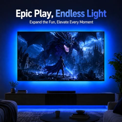 Image of MORIACC 18ft TV LED Backlight for 45-75 Inch TVs, RGB LED Lights for TV with Music Sync, Bluetooth APP & Remote Control, USB Powered Ambient Lighting for Gaming, Movies, Bedroom & Home Theater