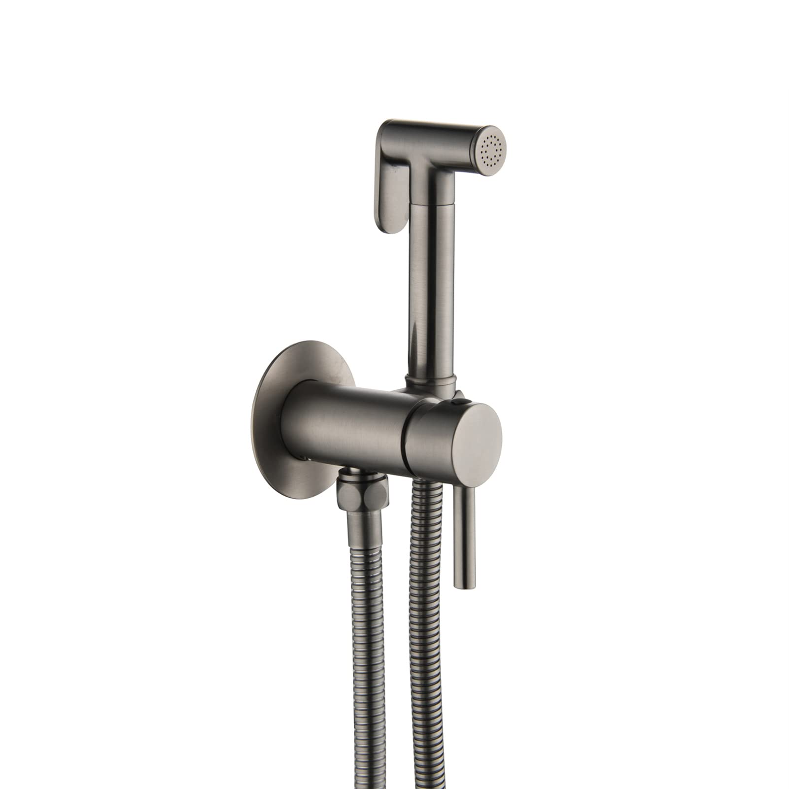 Bidet Sprayer for Toilet, Wall Mounted Hot and Cold Bidet Faucet, Handheld Cloth Diaper Sprayer Kit,Gunmetal Gray