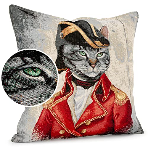 ANRO Cushion Cover Decorative Cushion Sofa Cushion Covers Tapestry Officer 45 x 45 cm with Filling