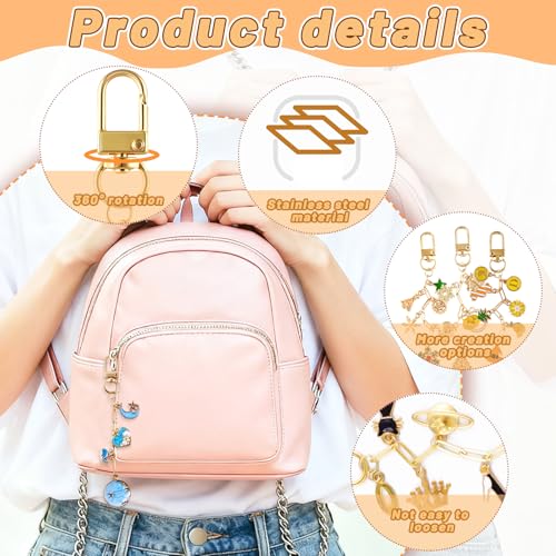 Image of Wurosi 25 Set Paperclip Keychain Making Kit, Bag Charm Kit, 25 Keychain Clips, 25 Extender Chain, 25 Resealable Pouch Bag, 25 Thank You Cards, 5M Hemp Rope, Jewelry Making Kit for DIY Keyrings Charms