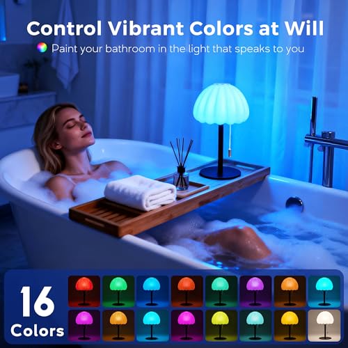 Image of IP65 Waterproof Shower Lamp, Rechargeble Bathroom Lamp with 16 Color Changeable, Cordless Outdoor Table Lamp with Touch&Remote Control Dimmable, LED Desk Night Light for Inside Shower, Bedroom, Patio