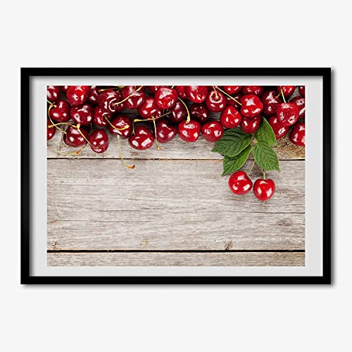 Cadre MDF 70x50 cm Tulup pour photo et affiche design cerises sur bois