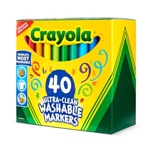 Crayola Ultra Clean Washable Markers (40ct), Teacher School Supplies for Kids, Broad Line Colored Markers, Art Marker Set, Ages 3+ - image 3
