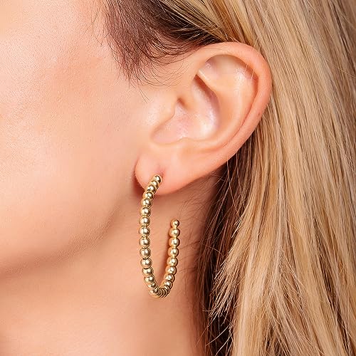 Barzel 18K Gold Plated Ball Hoop Earrings - Made In Brazil2