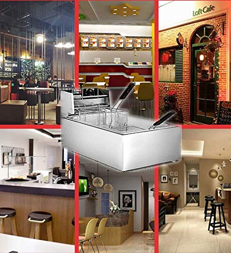 Gas-Fritteuse, schwere Edelstahl-Fritteuse, mit herausnehmbarem Korb und professionellem Heizelement, Pommes Frites, für Restaurant, Fast-Food-Gebrauch – Bild 7