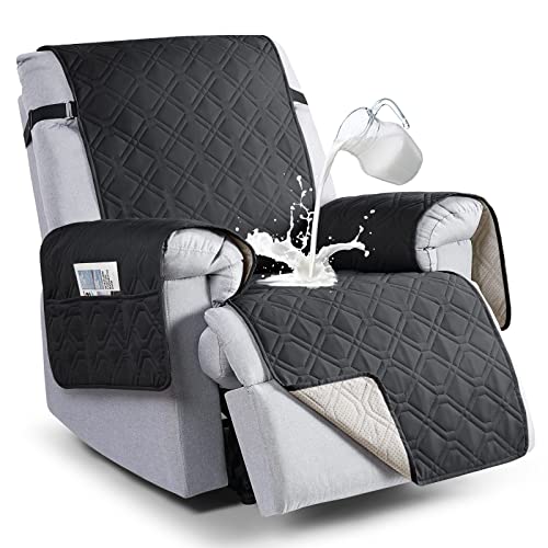 Image of VANSOFY 100% Waterproof Recliner Chair Covers, Recliner Cover Non-Slip Dog Chair Cover Furniture Protector Washable Slipcover with Pocket, Elastic Straps for Pets, Dogs(Black, 30 inch)