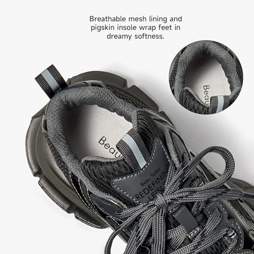 BEAU TODAY Womens Chunky Sneakers,Fashion Sneakers for Women,Lace-up Air Mesh Chunky Walking Tennis Shoes Treny Dad Sneakers4