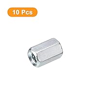 Vista 3 de uxcell Tuercas de acoplamiento M5x8x10mm - Acoplador de varilla roscada hexagonal de acero al carbono galvanizado para muebles, electrónico