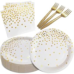 White Gold Dot Paper Plate