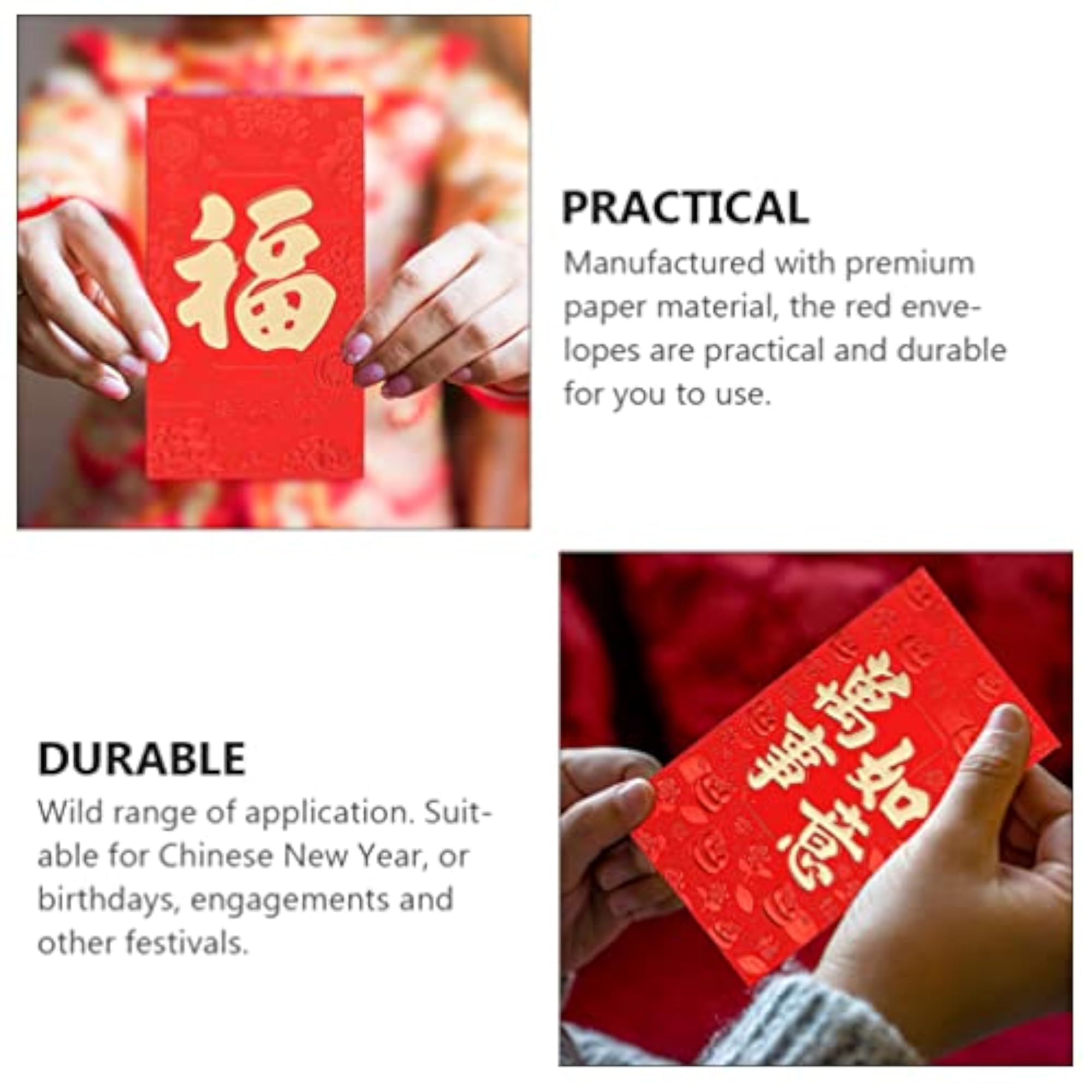 60pcs Chinese New Year Red Envelopes for 2022 Spring Festival