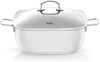 Fissler Secural/Edelstahl-Bräter, beschichtet (6,5 L - Ø 28 cm) Schmortopf rechteckig, mit Glas-Deckel, backofengeeignet - Induktion