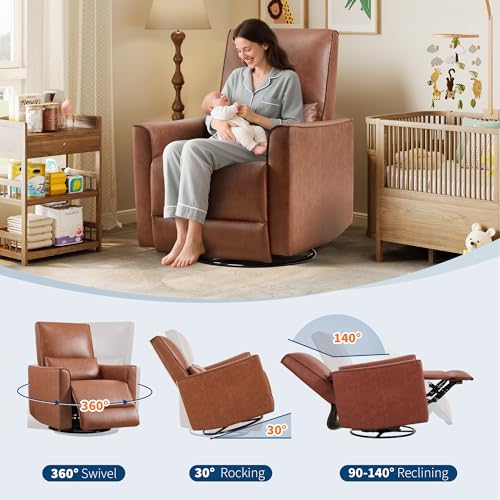 Sillón reclinable cuero sintético color camel miniatura 5