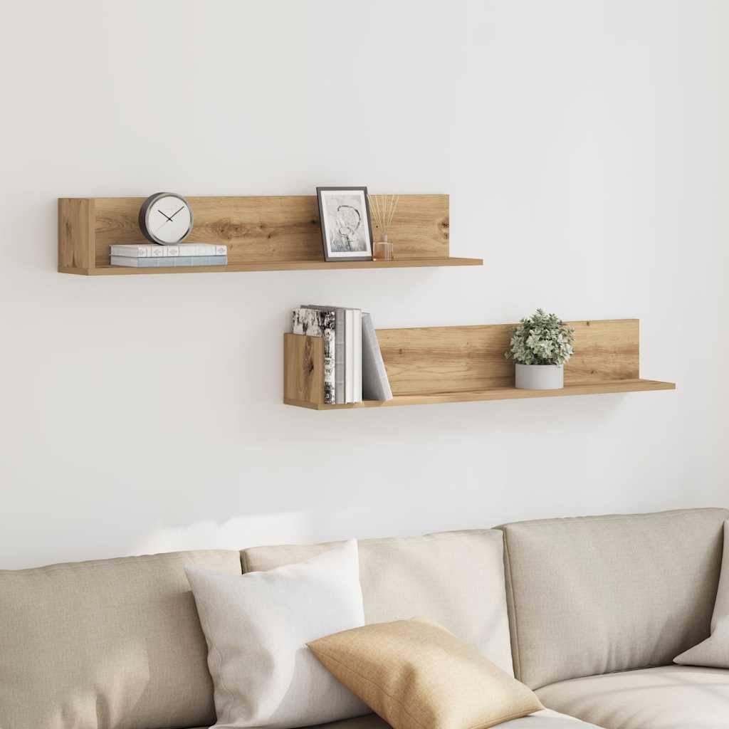 vidaXL Wandregale 2 STK. Artisan-Eiche 100x16,5x16,5 cm Holzwerkstoff
