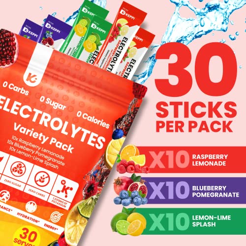 Keppi Electrolytes Hydration Packets 30 Serves Variety Pack | Sugar Free Electrolytes Powder Packets | Made In Usa | Delicious Keto Electrolytes | Electrolyte Powder Mixes Easily | Keto Hydration Pack #TOP5