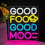 Good Food Good Mood Neon Sign LED Food Neon Light for Kitchen Bakery Cafe Brunch Shop Snack Shop Dining Room Food Light Up Sign Restaurant Decor