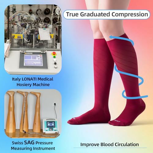 4 Pairs Light Compression Socks for Women Men 15-20 mmHg - Knee High Support for Daily Wear, Travel, Pregnancy, Nurses2