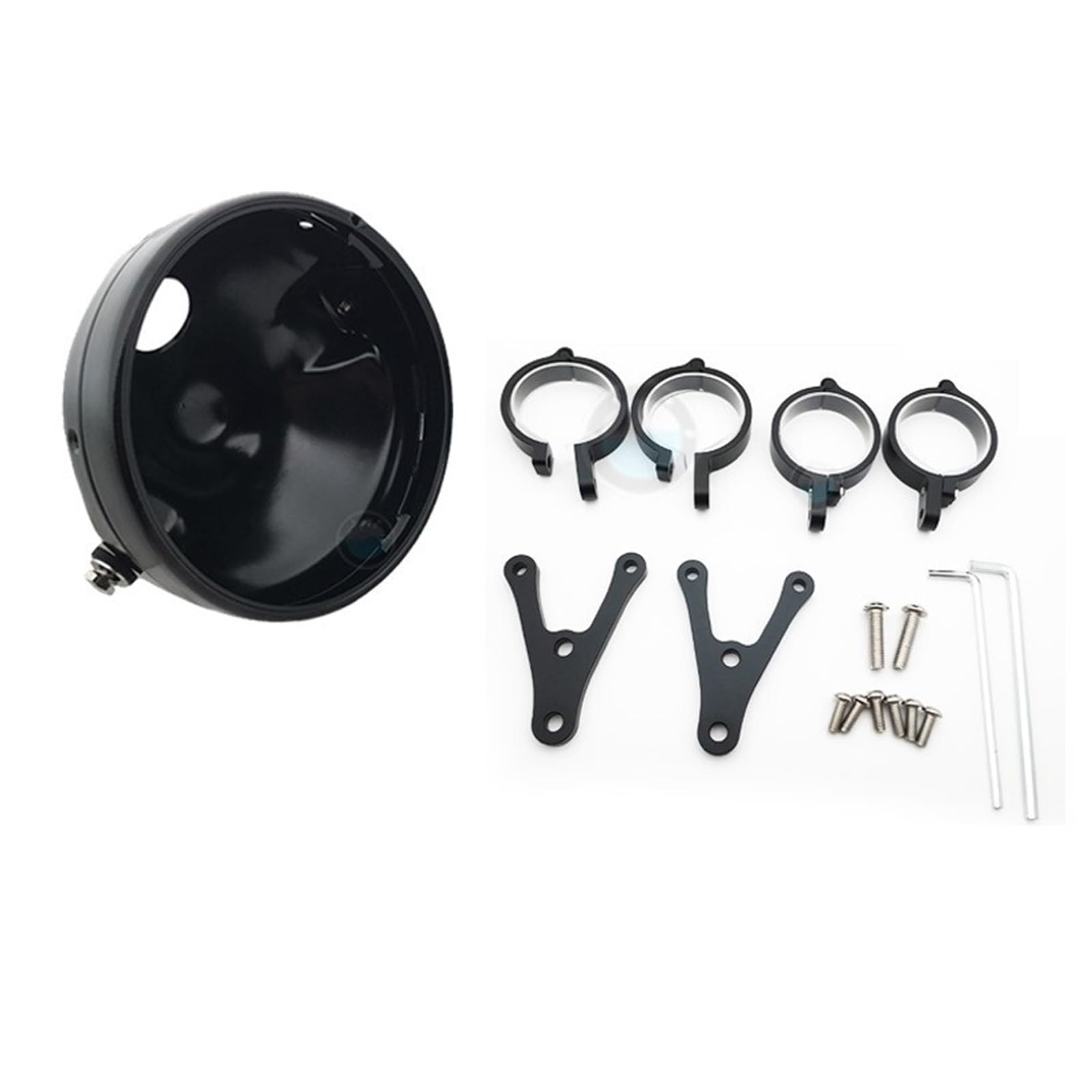 1Set Black Universal Motorcycle 7 inch Headlight Housing Mount Brackets Headlamp Adjustable On Sides of The Bracket headlamp Bracket(Bracket and House A)