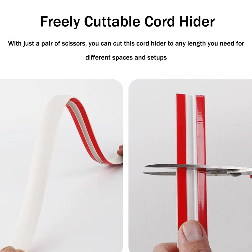Protector De Cables Autoadhesivo De PVC Blando, Escondecables Fácil De Cortar para Cocinas Y Gimnasios, Evita Riesgos De Tropiezos/Fácil De Desenrollar(Blanco,10M)