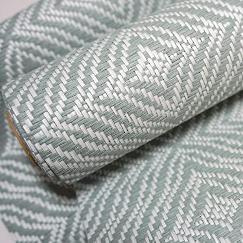Ansehan Wallcovering W150108 Blooming Collection 36" W x 8 Yard L, Natural Paper Weave Grasscloth Modern Texture Wallcovering for Living Room Bedroom Feature Wall, Pale Blue/Ivory