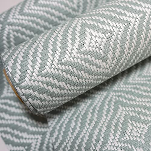 Ansehan Wallcovering W150108 Blooming Collection 36" W X 8 Yard L, Natural Paper Weave Grasscloth Modern Texture Wallcovering For Living Room Bedroom Feature Wall, Pale Blue/Ivory #TOP2