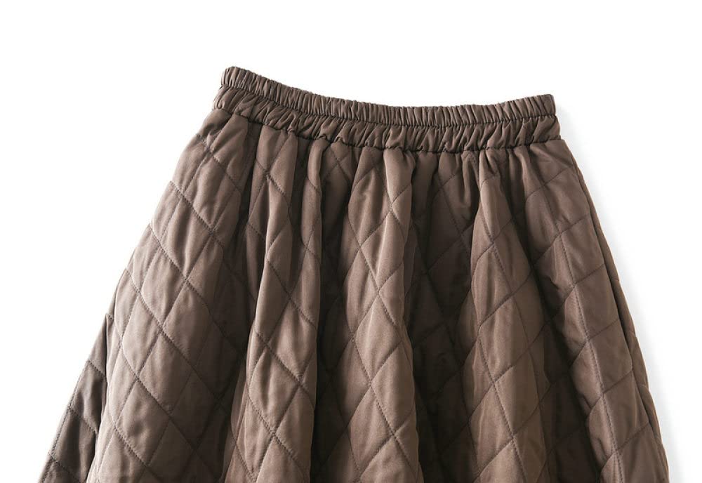 Brauner Argyle-Stepprock Für Damen, Warme Winterröcke, Leichter Midi-A-Linien-Rock, Elastischer Faltenrock Mit Hoher Taille, Schlichter Langer Rock Für Damen Und Mädchen