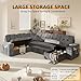 Bonroyo Modular Sectional Sleeper Sofa with Pull Out Bed, U Shaped 7 Seat Sectional Couches for Living Room, 108 Inch Sofa Bed with Adjustable Backrest | Hidden Storage | Wide Armrest | Grey